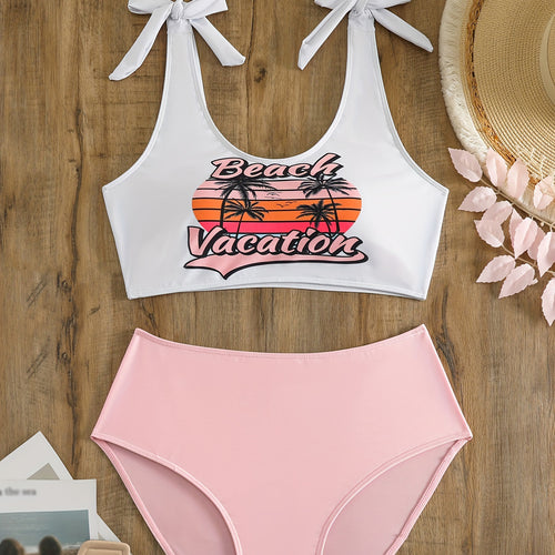 Damen Crop-Top-Bikini-Set mit verspielten Schleifen R&B