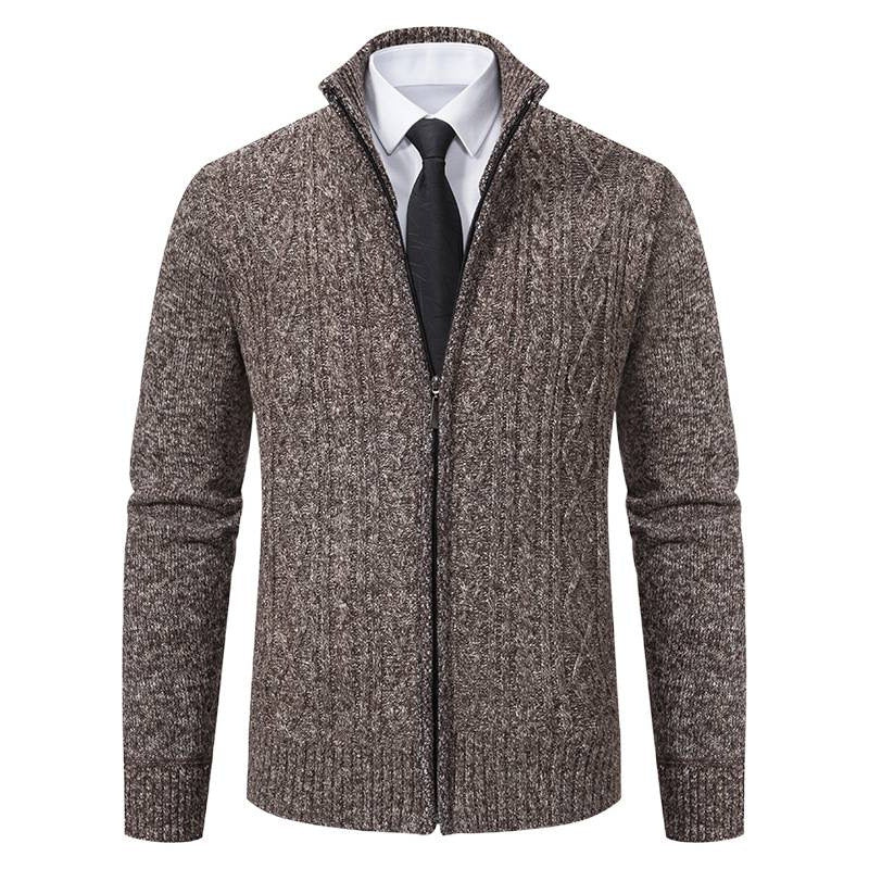 Herren Strickjacke mit Stehkragen und strukturierter Musterung R&B