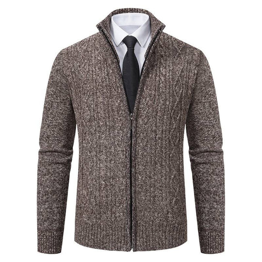 Herren Strickjacke mit Stehkragen und strukturierter Musterung R&B