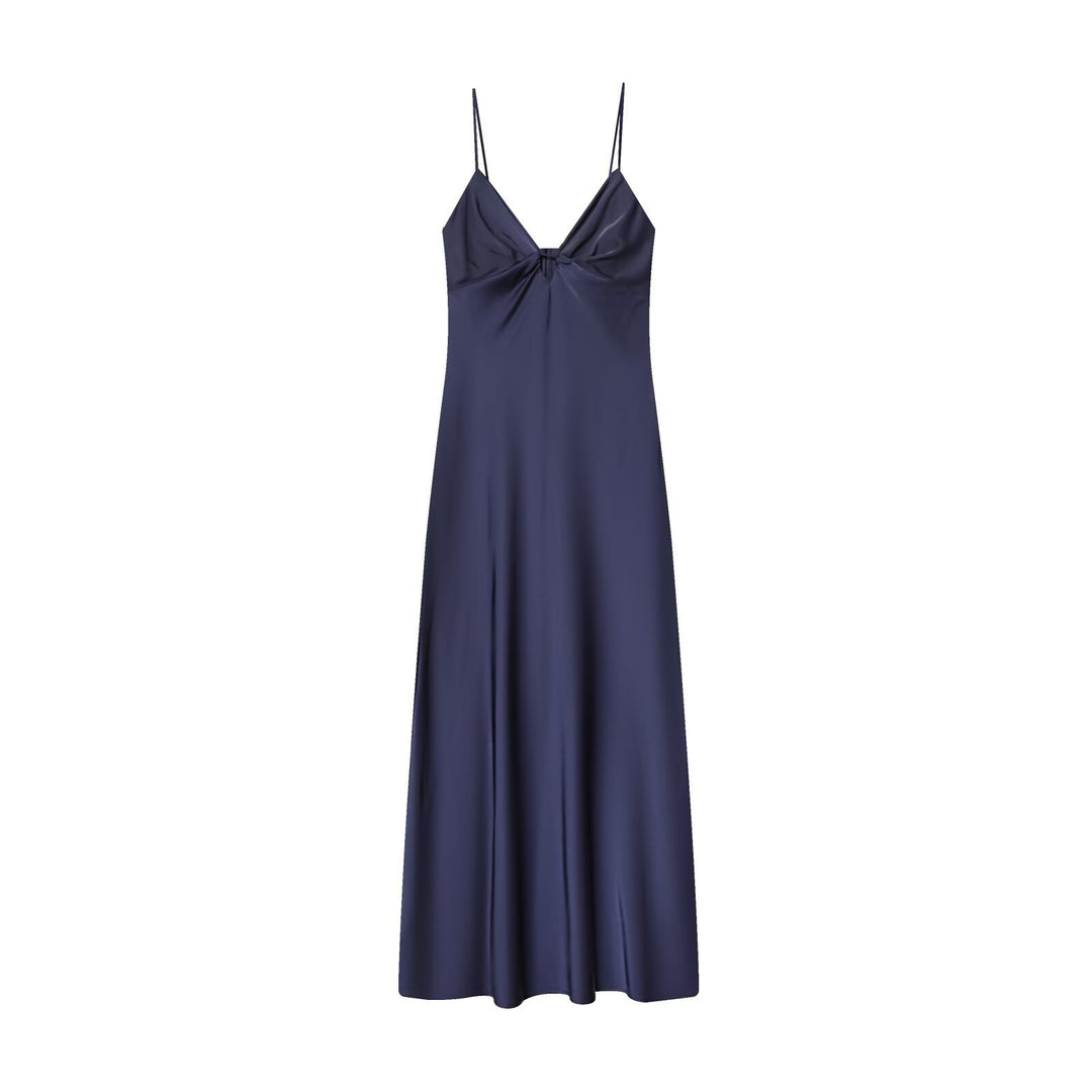 Damen Maxikleid mit elegantem Wasserfallausschnitt und zarter Drapierung R&B
