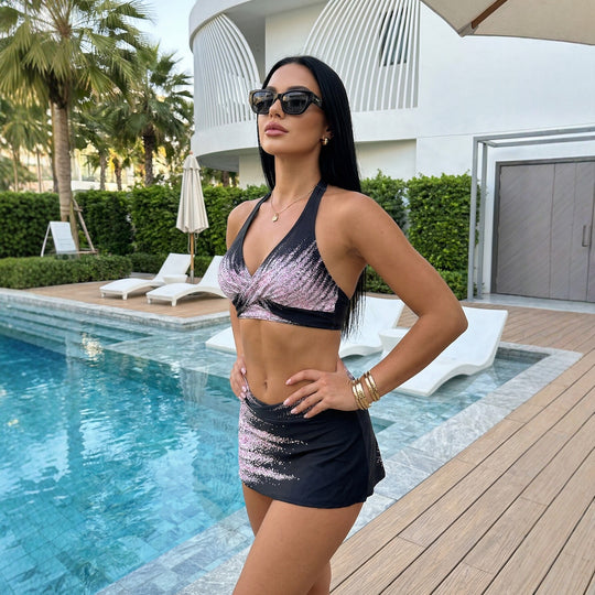 Damen Sportliches Bikini-Set mit elegantem Wickelrock R&B