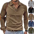Herren nan schwerer gerippter Baumwoll-Polo-Pullover mit Kentkragen dreifach-Knopfleiste und Wildleder-Ellenbogenpatches R&B