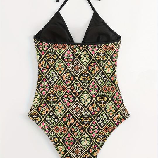 Damen Einteiliger Badeanzug mit modischem floralem Design R&B