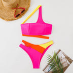 Damen BIKINI-Set mit asymmetrischem Oberteil und aufregendem Farbkontrast R&B