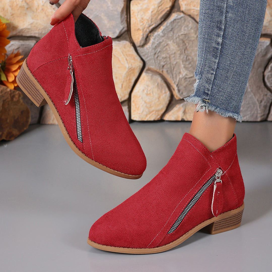 Damen elegante Stiefeletten mit modischer Reißverschluss-Applikation R&B