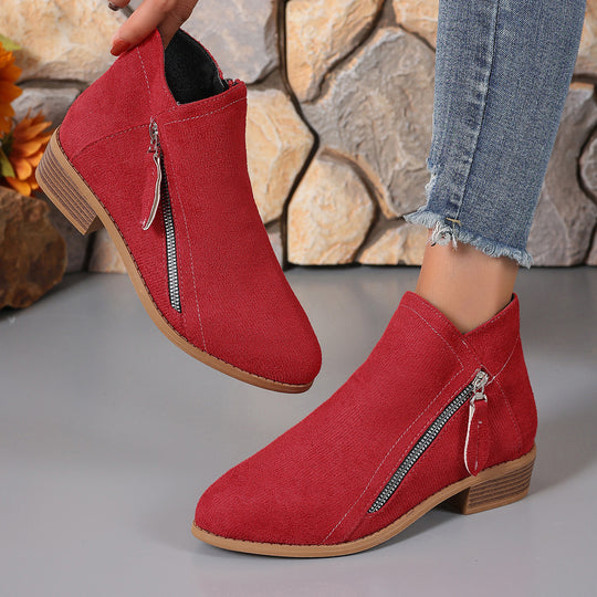 Damen elegante Stiefeletten mit modischer Reißverschluss-Applikation R&B