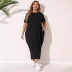 Damen lässiges Maxikleid mit seitlichen Taschen und bequemem Schnitt R&B