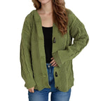 Damen Grobstrickjacke mit Kapuze und Zopfmuster R&B
