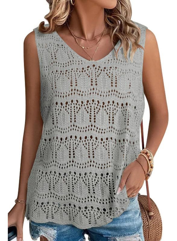 Damen Stricktop mit luftiger Häkelstruktur R&B