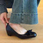 Damen Ballerinas mit dekorativer Schleifenapplikation und elegantem Absatz R&B