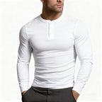 Herren Langarm-Henley-Shirt mit klassischem Knopfdetail und körpernaher Passform R&B