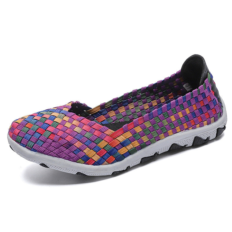 Damen nan gestrickter Slip-On Freizeitschuh mit geflochtenem Obermaterial und rutschfester Flexsohle R&B