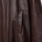 Damen modische Kunstlederjacke mit breiten Ärmeln und praktischen Taschen R&B