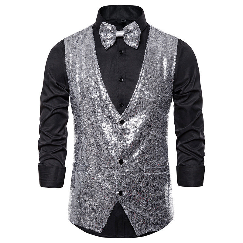 Herren eleganter Paillettenblazer mit passendem Fliege R&B