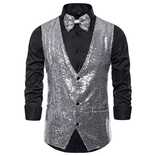 Herren eleganter Paillettenblazer mit passendem Fliege R&B