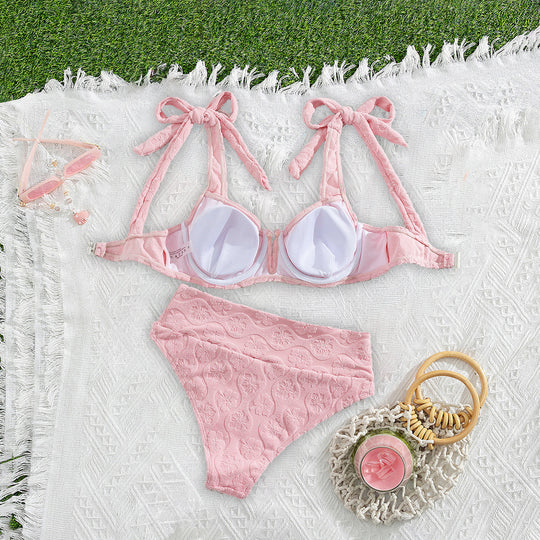 Damen Push-Up-Bikini mit floralem Textildesign R&B