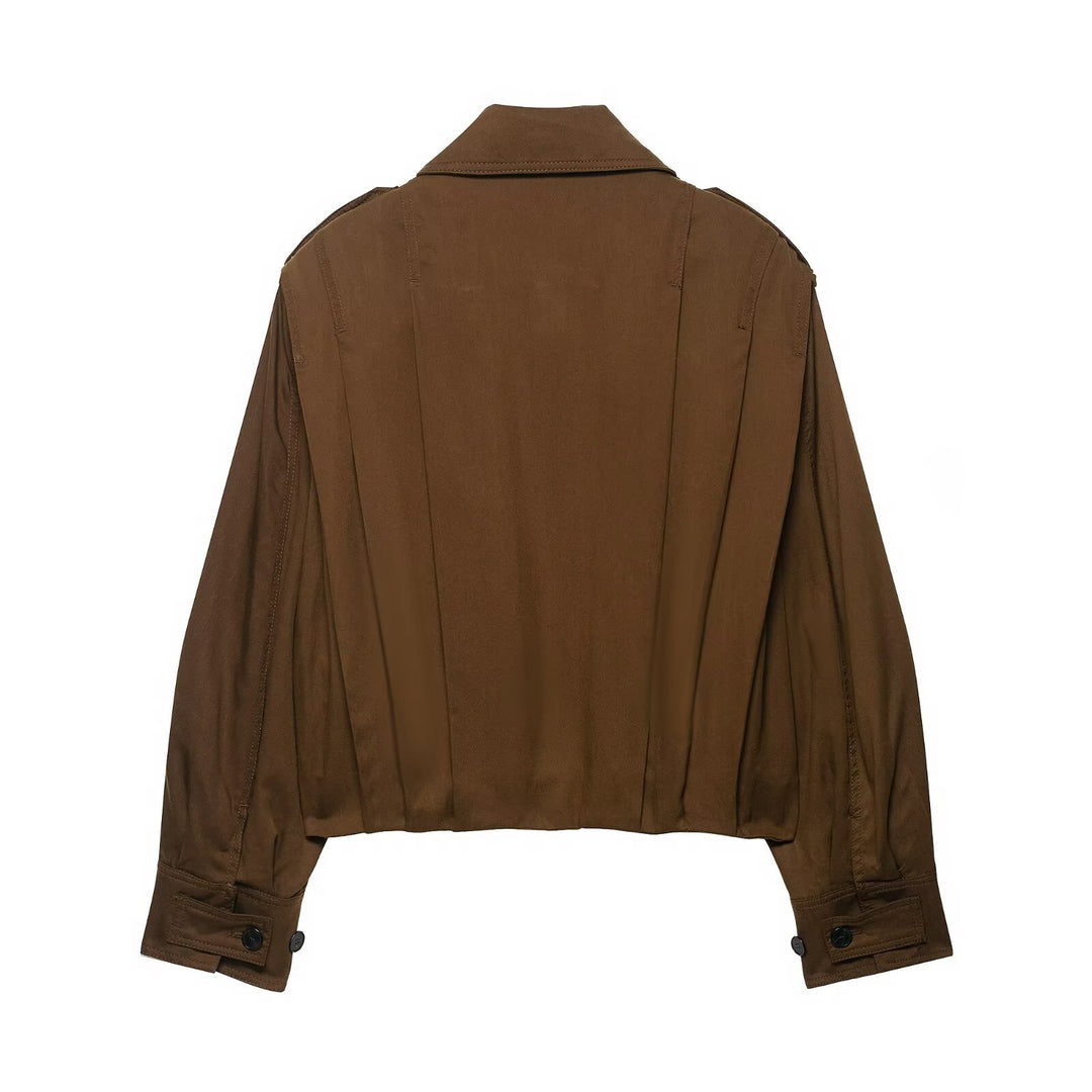 Damen modische cropped Jacke mit dekorativen Knopfdetails R&B