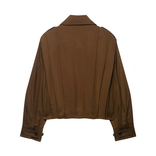 Damen modische cropped Jacke mit dekorativen Knopfdetails R&B