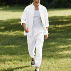 Herren entspannte Cargo-Hose und lässiges Hemd Set R&B