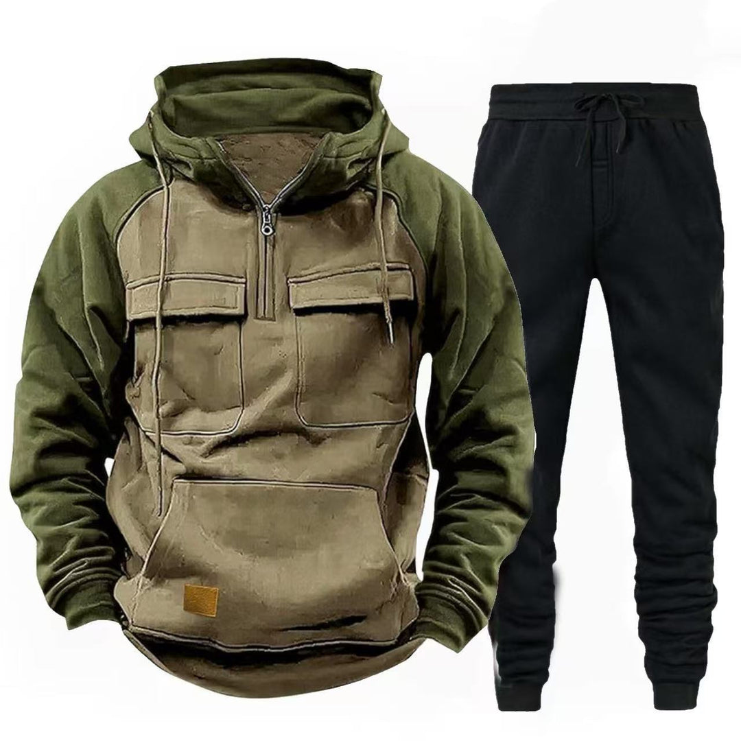 Herren funktionale Kapuzenjacke mit Reißverschluss und Jogginghose R&B