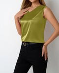 Damen Satin Top mit V-Ausschnitt und glattem Finish R&B