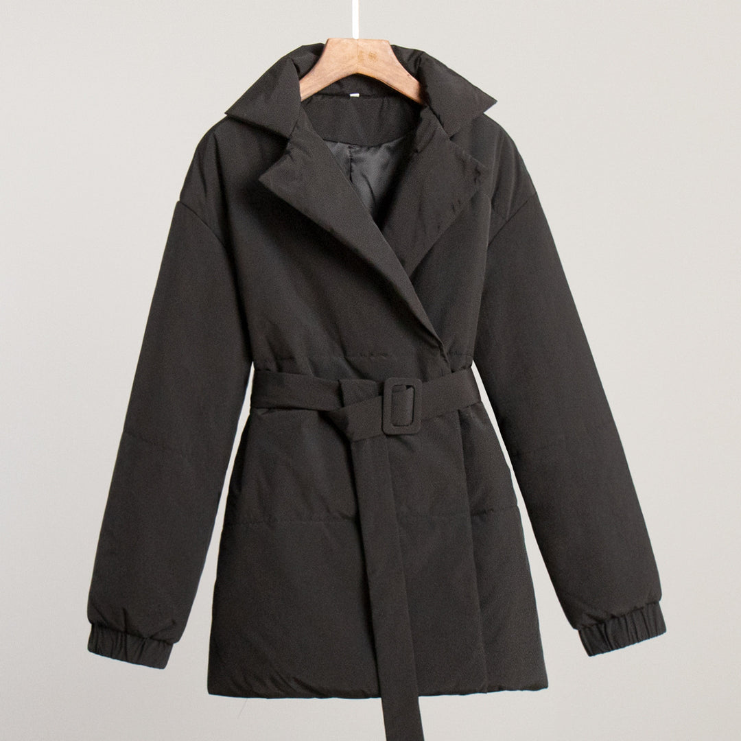 Damen Elegante und warme Wattierte Jacke mit Taillengürtel R&B