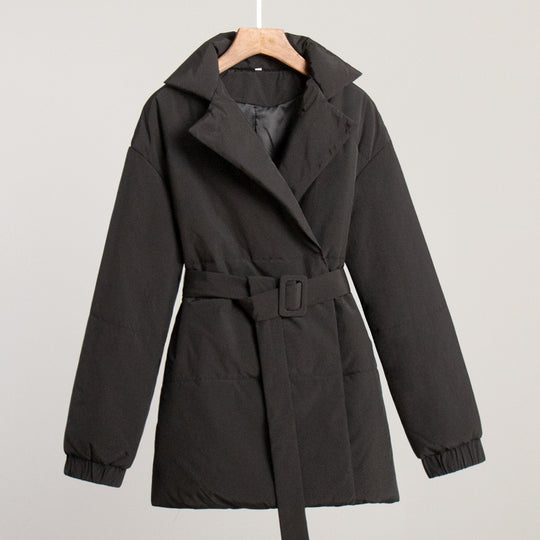 Damen Elegante und warme Wattierte Jacke mit Taillengürtel R&B