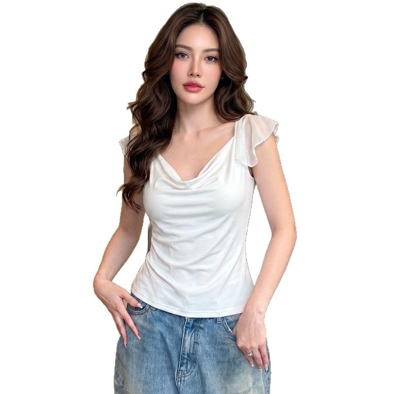 Damen Elegantes Top mit fließendem Chiffon-Detail R&B