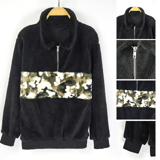 Damen kuschelweiche Fleecejacke mit auffälligem Camouflage-Detail R&B