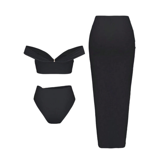 Damen Bikiniset mit Wickelrock und eleganten Schmuckdetails R&B