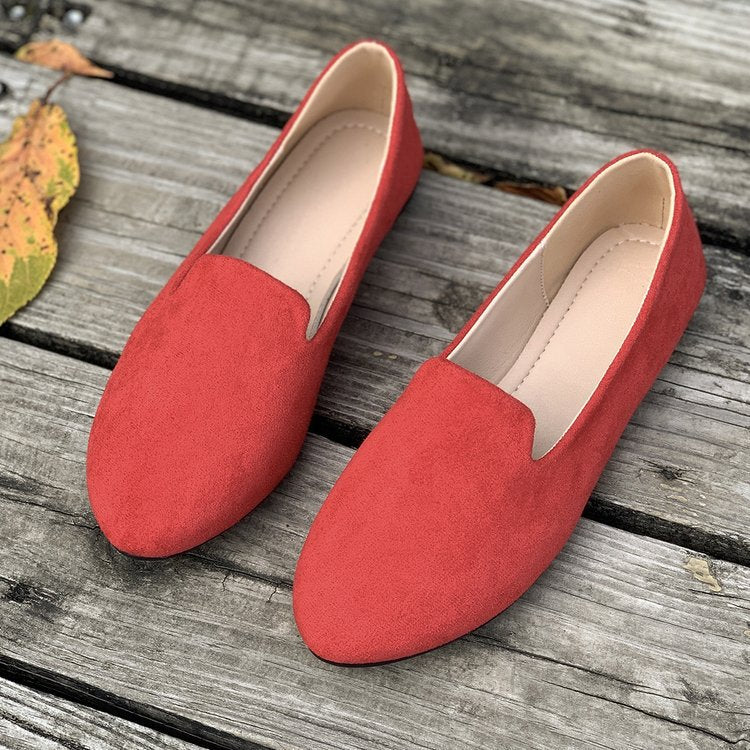 Damen flache Ballerinas aus hochwertigem Wildleder mit elastischem Einstieg und rutschfester Sohle R&B
