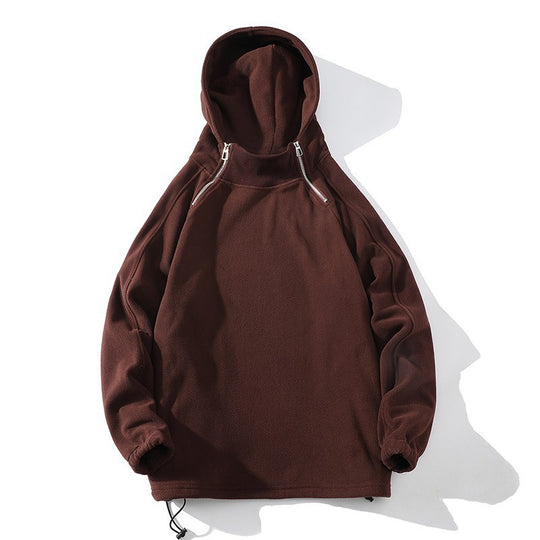 Herren Fleece Hoodie mit Reißverschluss und hohem Kragen R&B