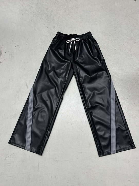 Damen Sportliche Wide-Leg Hose mit elastischem Bund und modischen Streifen R&B