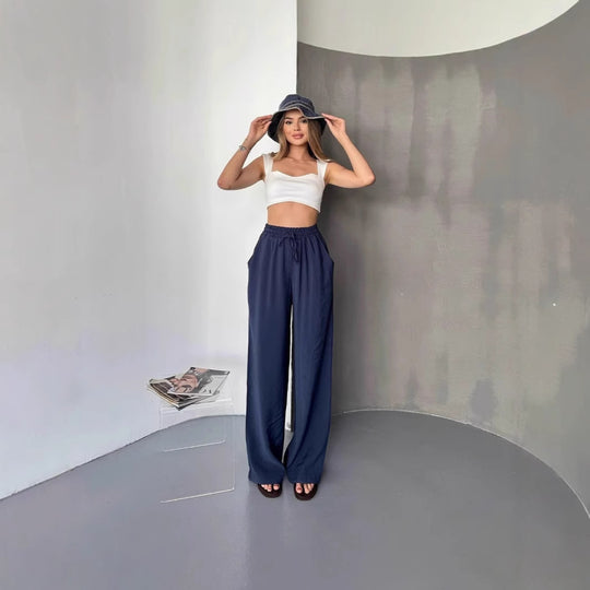 Damen Elegante und fließende Palazzo-Hose R&B