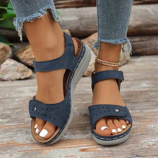 Damen Komfort-Sandalen mit verstellbarem Klettverschluss und rutschfester Sohle R&B