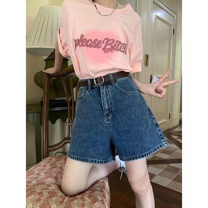 Damen Denim-Shorts mit hohen Taschen und lockerer Passform