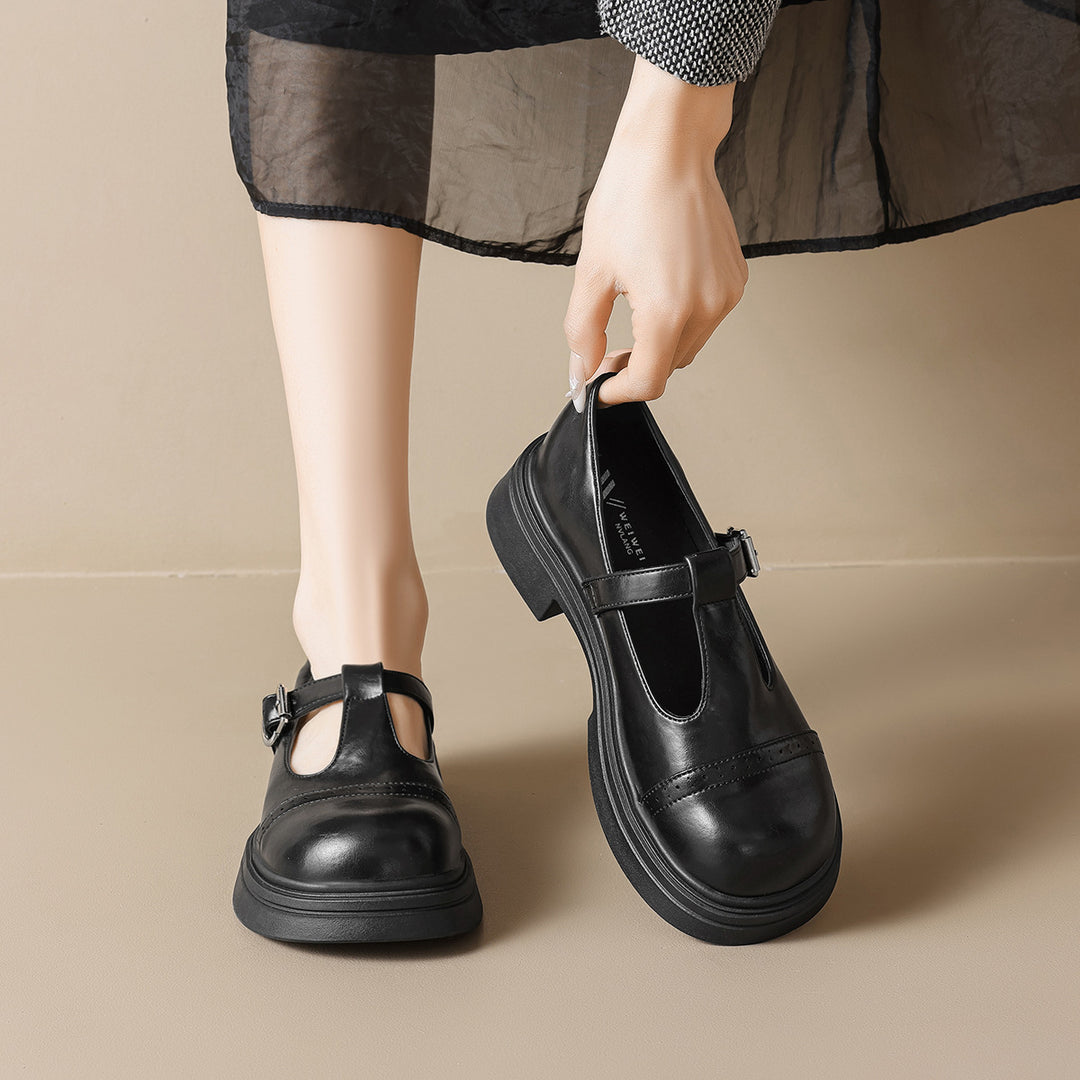 Damen elegante Mary-Jane Schule mit robustem Blockabsatz R&B