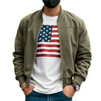 Herren nan Wildlederoptik Bomberjacke mit Reißverschluss und Rippbündchen R&B