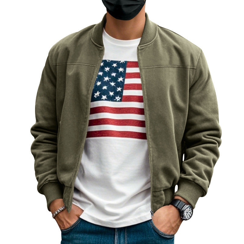 Herren nan Wildlederoptik Bomberjacke mit Reißverschluss und Rippbündchen R&B