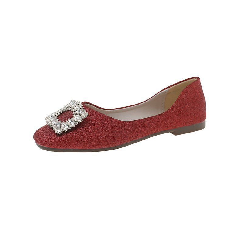 Damen funkelnde Ballerinas mit zierlichem Schmuckdetail R&B