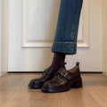Damen Schnürschuhe mit glamourösem Schnallenverschluss und komfortablem Blockabsatz