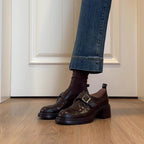 Damen Schnürschuhe mit glamourösem Schnallenverschluss und komfortablem Blockabsatz