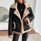 Damen Kurzjacke mit Kunstfellbesatz und praktischen Taschen R&B