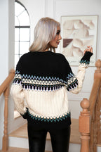 Damen Strickpullover mit Nordic-Muster und hohem Kragen R&B