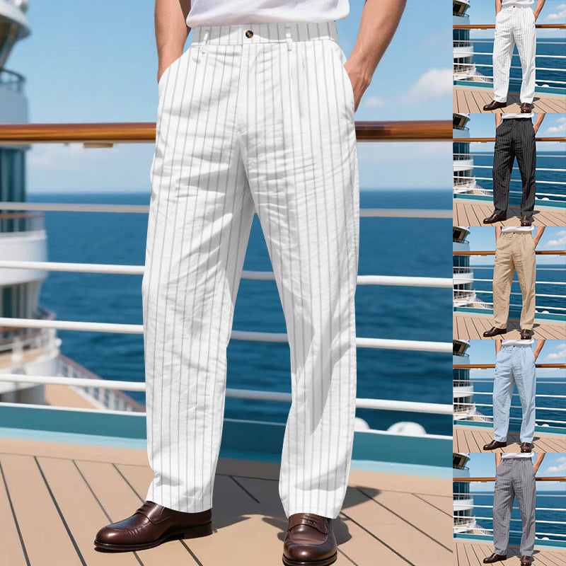 Herren elegante Anzughose mit schmalen Nadelstreifen R&B