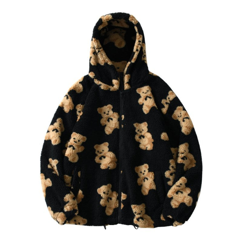 Damen Teddy-Fleecejacke mit Kapuze und großen Taschen R&B