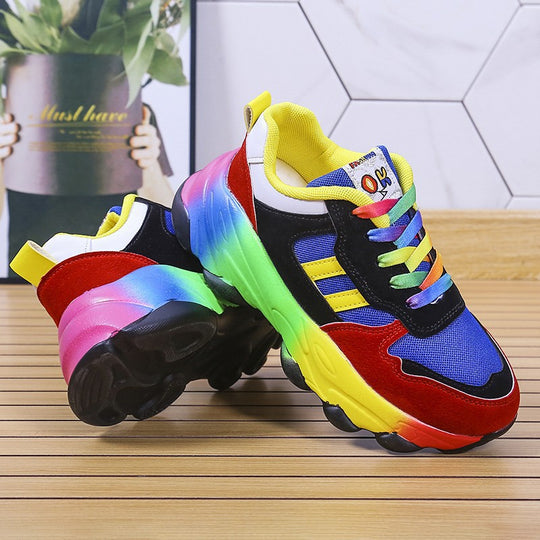 Damen Mode-Sneaker mit buntem Farbverlauf und atmungsaktiven Mesh-Elementen R&B