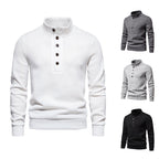 Herren bequemer Stehkragenpullover mit Knopfleiste und strukturiertem Design R&B