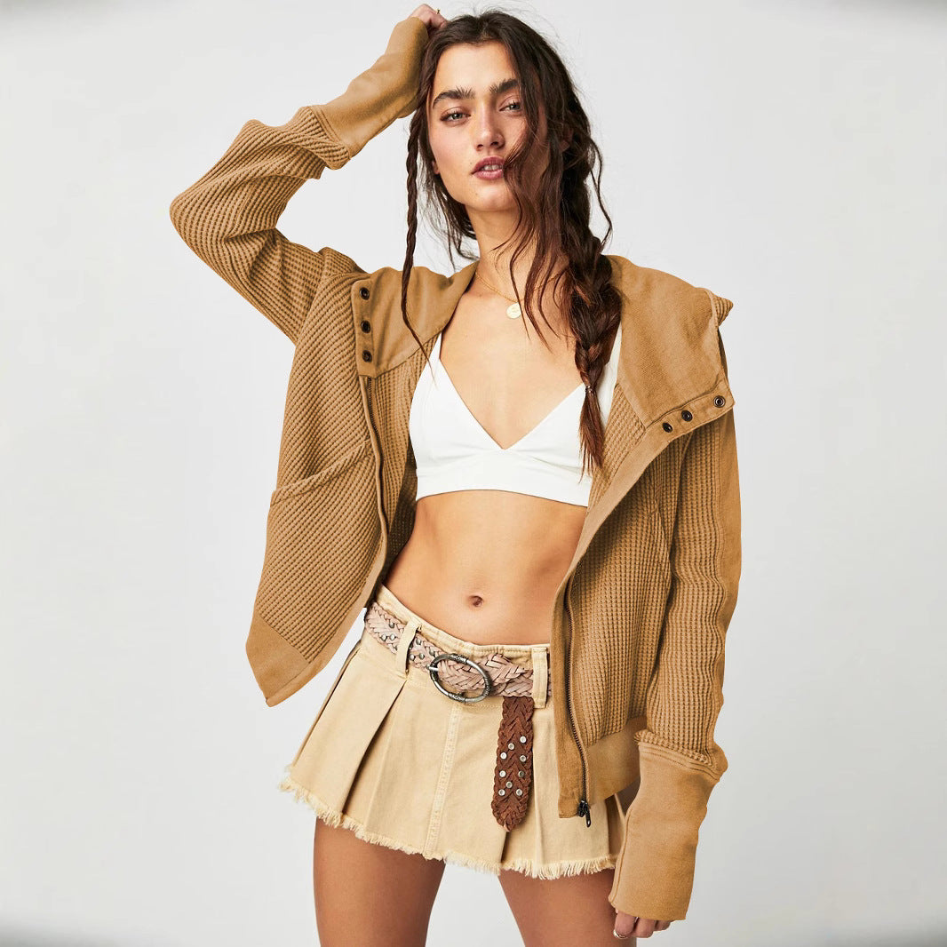 Damen Sportliche Kapuzenjacke aus strukturiertem Material R&B