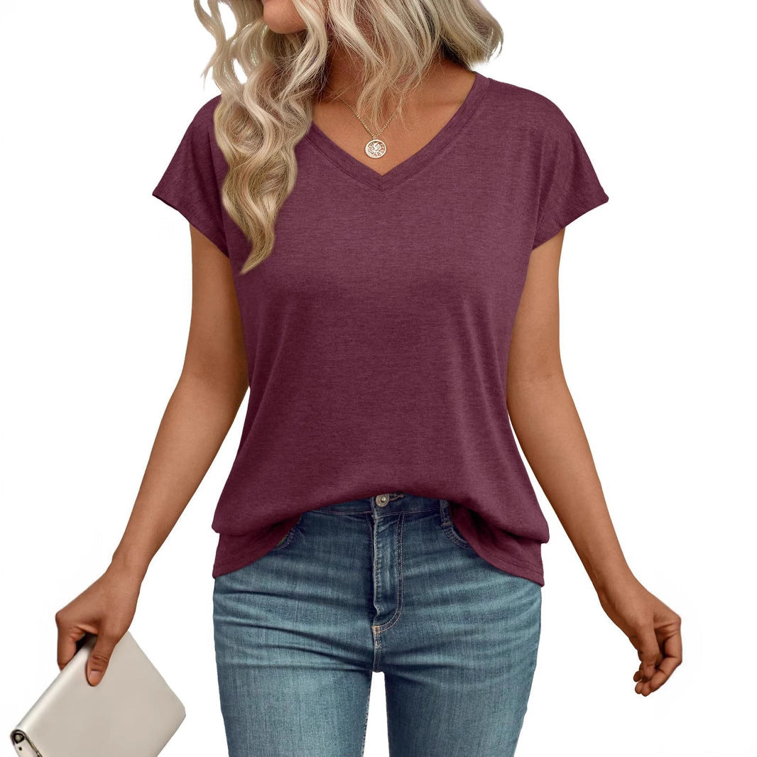 Damen V-Ausschnitt T-Shirt aus leichtem Material mit luftiger Passform R&B